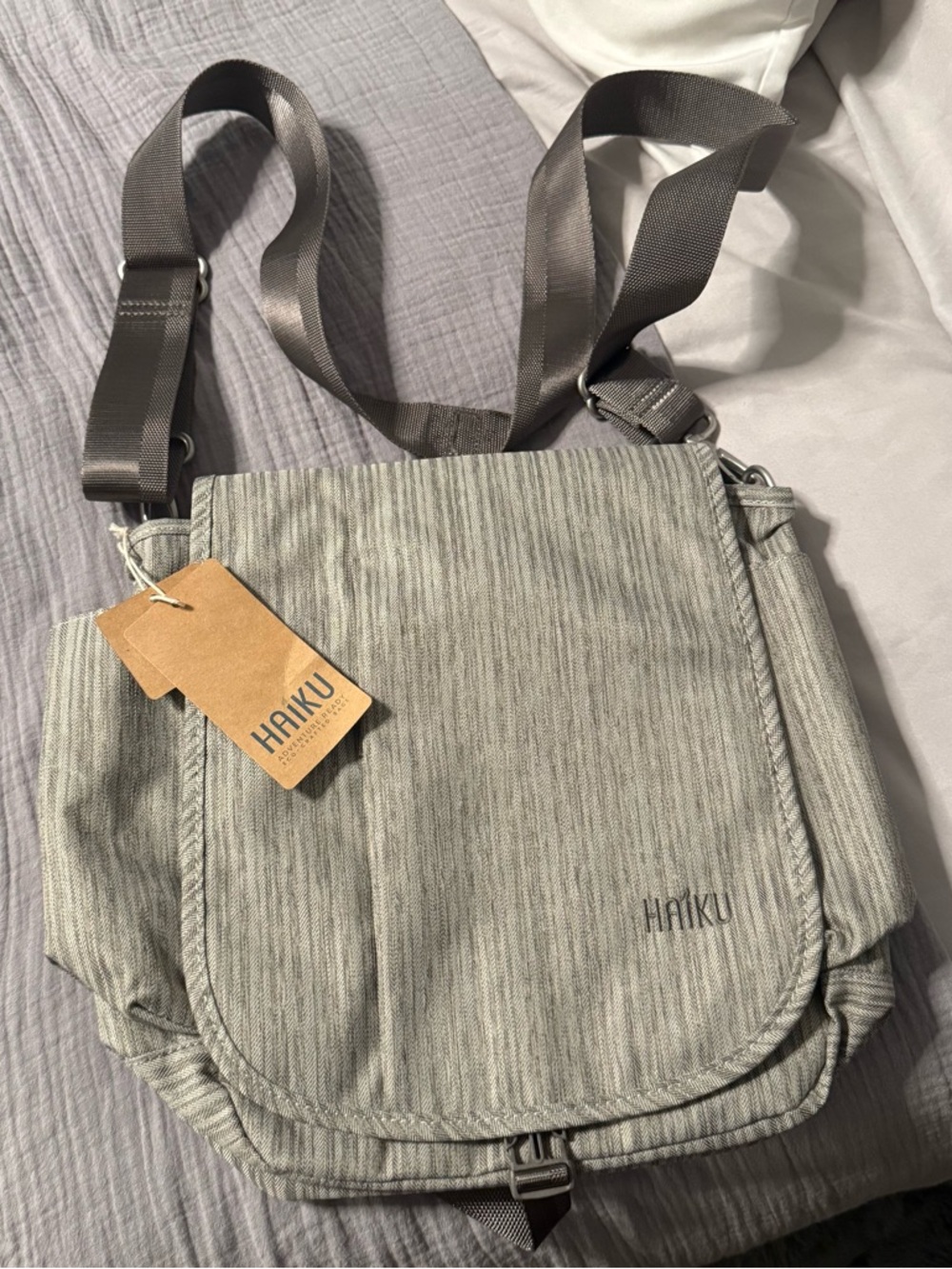 Haiku Gray Heather Crossbody Messenger Bag